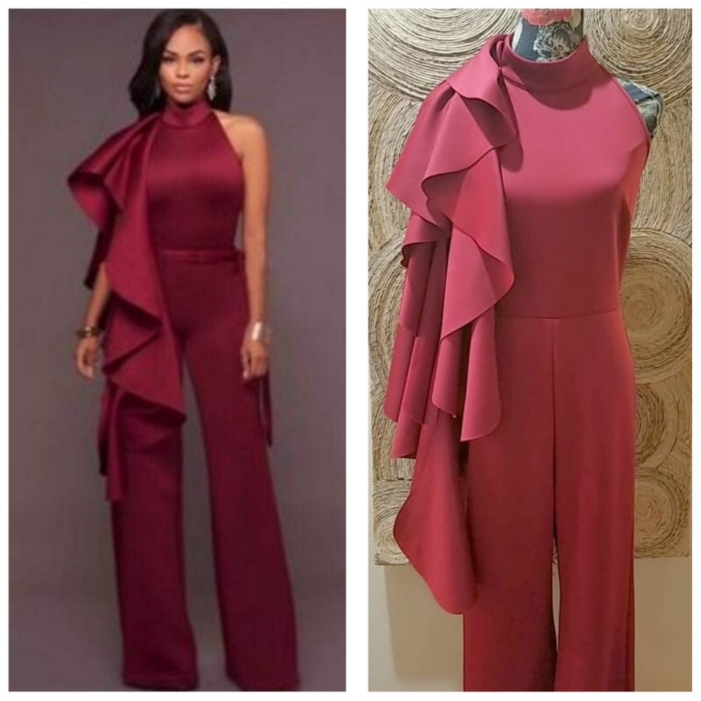 Maroon Red Holiday Party Jumpsuit XL